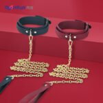 牵引sm项圈女性颈圈捆绑束缚玩具成人狗链调教道具酒红性感挑逗