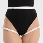 皮革束缚裤套装 腿环腰带手铐一体流行饰品绑带SM情趣皮革臀拷 - 画像 (4)