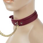 牵引sm项圈女性颈圈捆绑束缚玩具成人狗链调教道具酒红性感挑逗 - Image 2