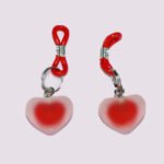 新款桃心型sm情趣挑逗乳夹硅胶橡皮筋束乳铃铛咪咪夹束缚调情玩具 - 이미지 2